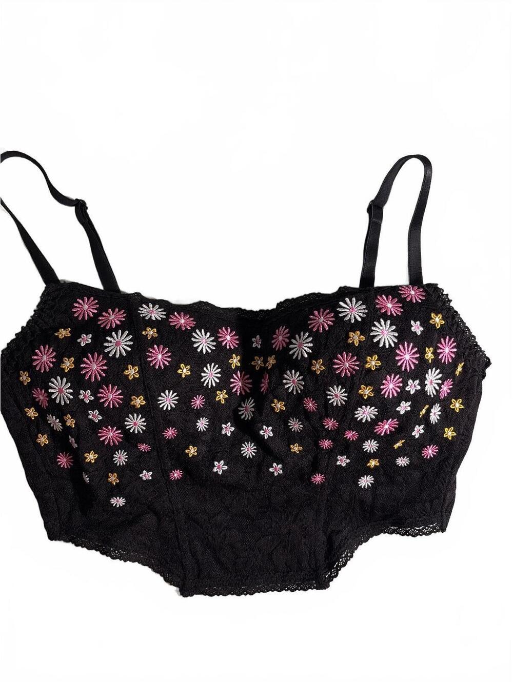 Victoria’s Secret Floral Embroidery Lace Lightly Lined Corset Bra Top - Small